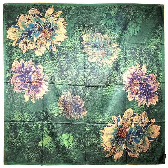 NWT Double Sided Silk Scarf 52"x52" Large Square Shawl Wrap XiangYunSha 3654 - Picture 1 of 10